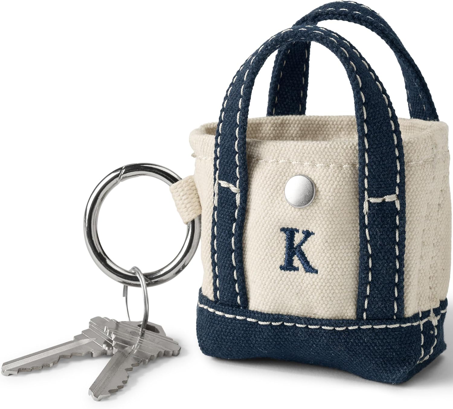Lands' End Pre-Monogram Letter S Micro Canvas Tote Natural/radiant Navy Medium Regular Handle