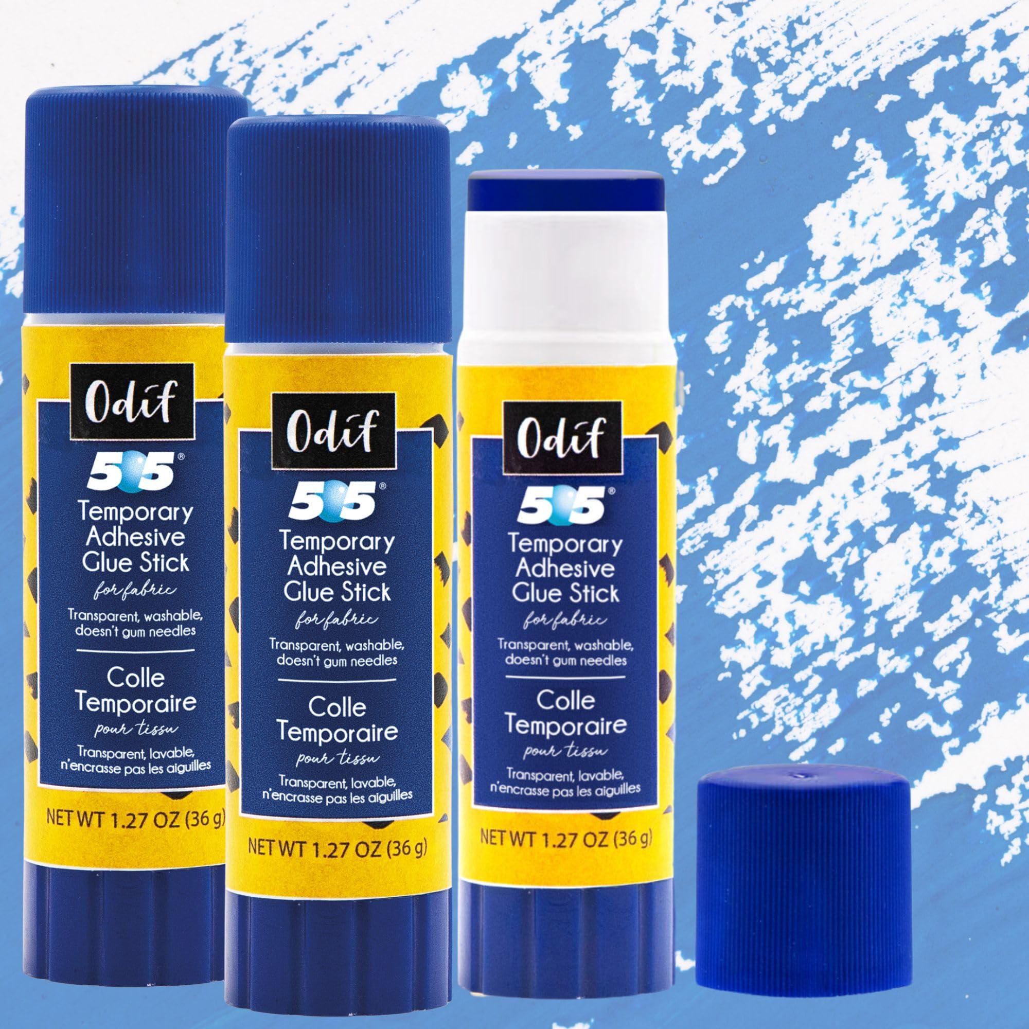 Odif 505 Temporary Adhesive Fabric Glue Stick | Fabric Glue Sticks with No Residue | Disappears After Washing | Precise Application Fabric Adhesive