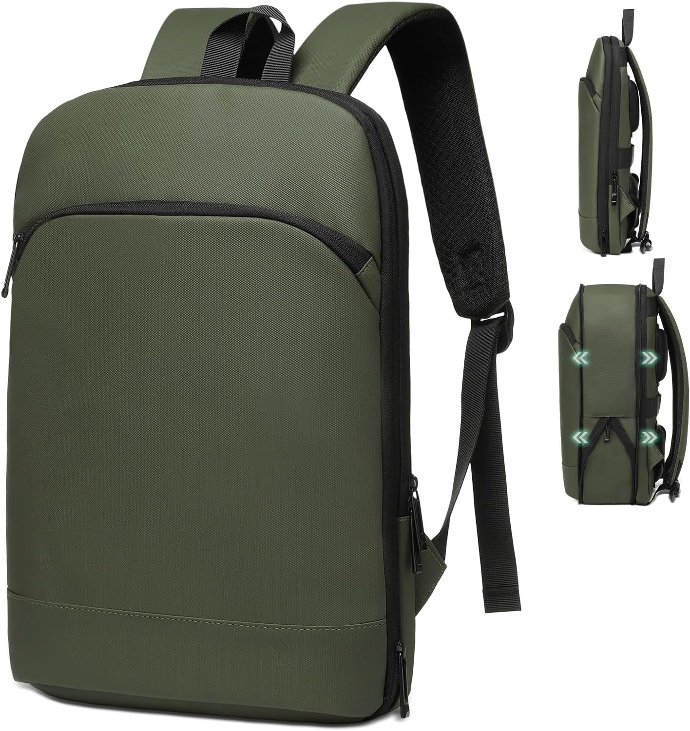Slim Laptop Backpack for Men, Expandable Business Backpack with 16" Laptop Compartment - TSA 15L-25L Capacity Lightweight for Work Office, Black