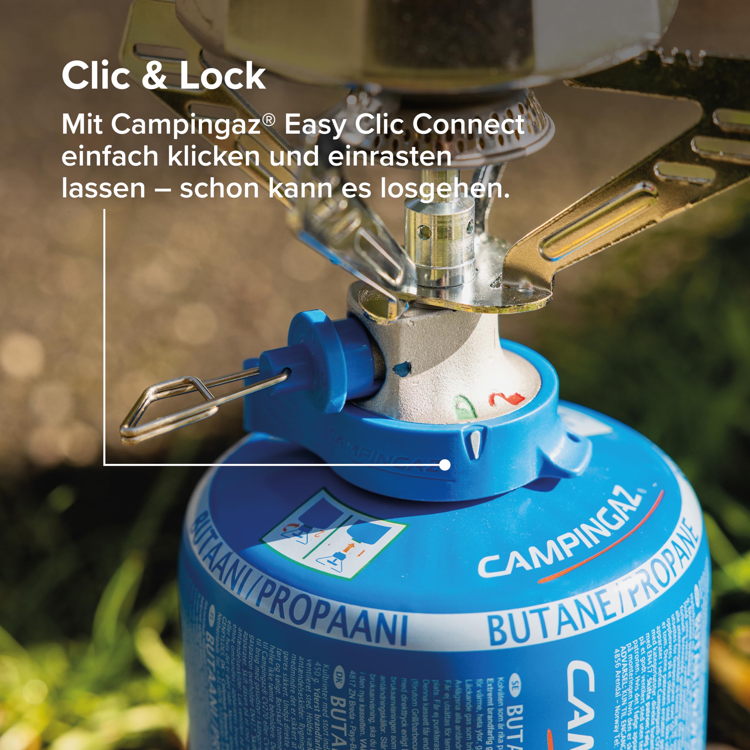 Campingaz Camping Connect Gaskocher | Mit einfachem Klickanschluss und Doppelverriegelung | Leichter 1-Flammen-Campingkocher | 1-Brenner Kocher | Hohe Leistung 1250 W | Camping und Festivals