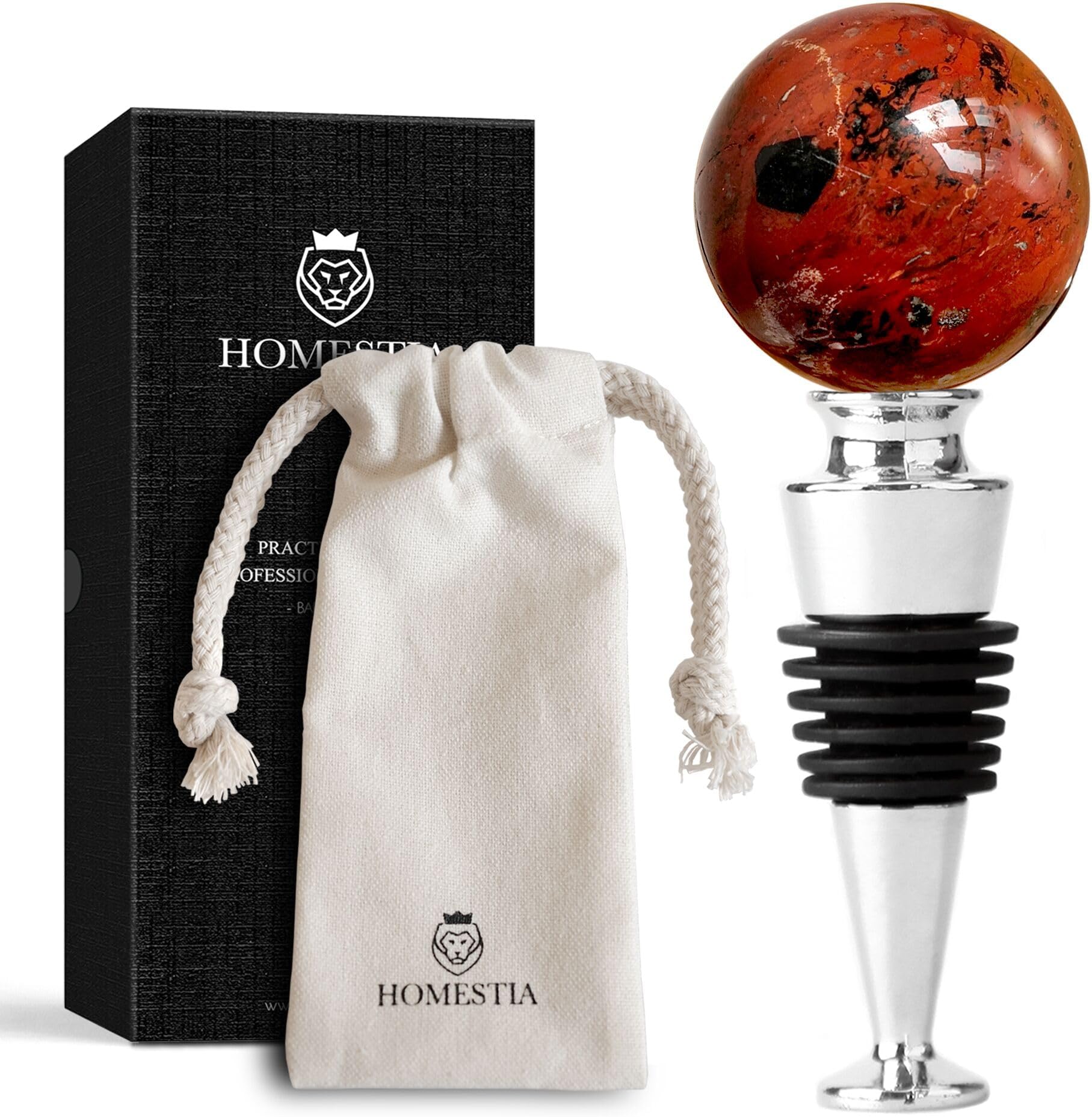 Homestia Red Gemstone Wine Stopper for Wine Bottles Vacuum Wine Bottle Stopper with Silicone Reusable Wine Corks, Leak Proof Keep Fresh Wine Preserver Wine Saver Wine Accessories