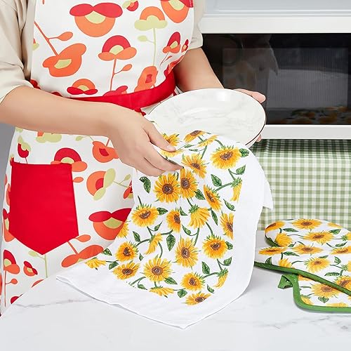 Miniatura 4 de Juego de manoplas de horno y agarraderas para platos, 100% algodón, perfecto para regalo, hornear y cocinar todos los días, duradero, resistente al