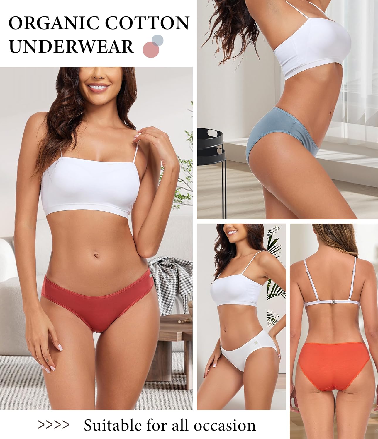 ANLIQI Women's Cotton Underwear Bikini Panties for Women Pack Moisture Wicking Soft Breathable Undies Stretch Hipster S-3XL - Image 2