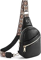 Vista 64 de Telena Bolso bandolera para mujer, bolso cruzado para mujer, cangurera de cuero vegano con correa ajustable