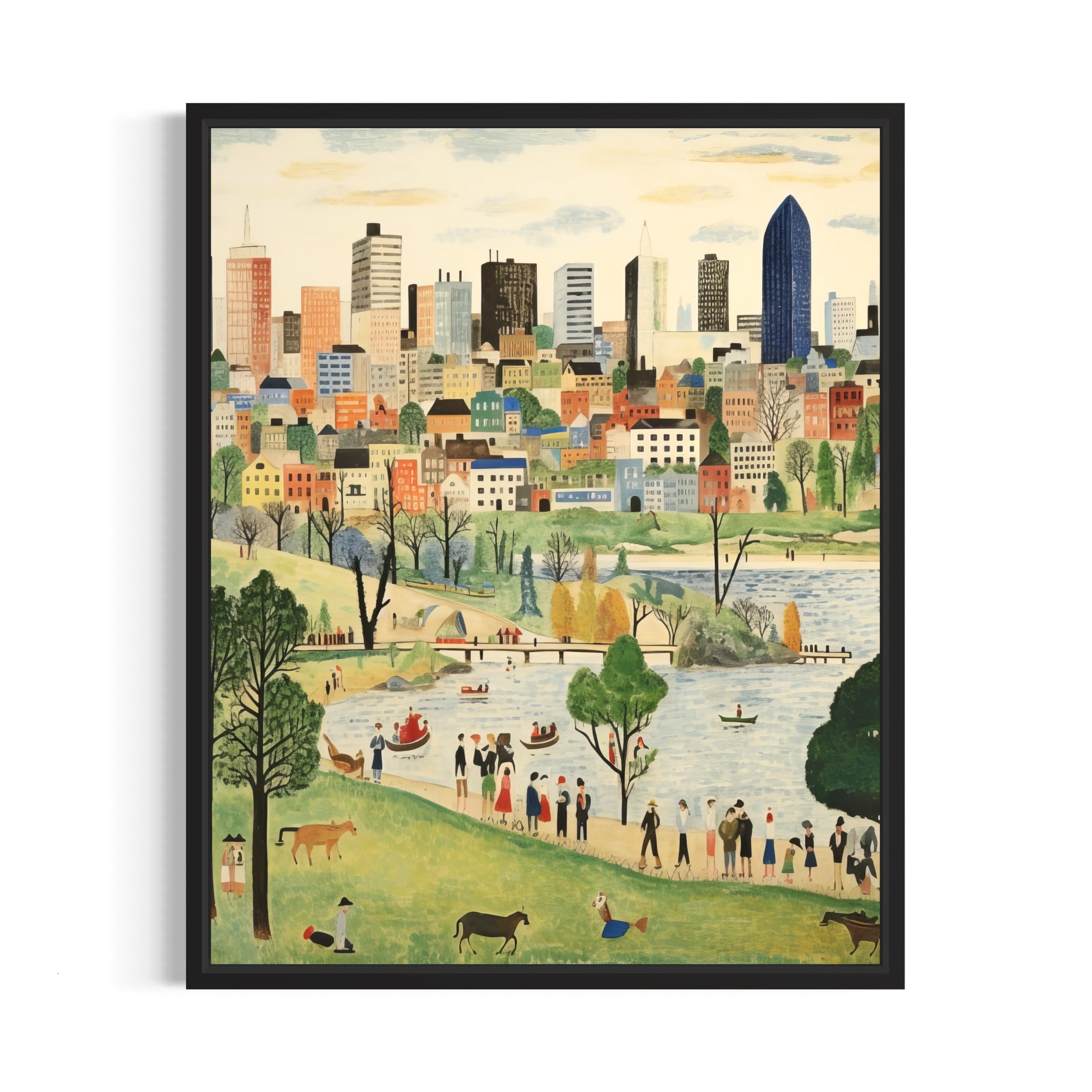 Amazon.com: 孟菲斯田納西州海報藝術印刷品,城市天際線美國民間藝術,天真藝術作品PIcture繪畫裝飾,適用於臥室、浴室、客廳。 ( 田納西州孟菲斯,16x20 英吋(無框)) : 居家與廚房