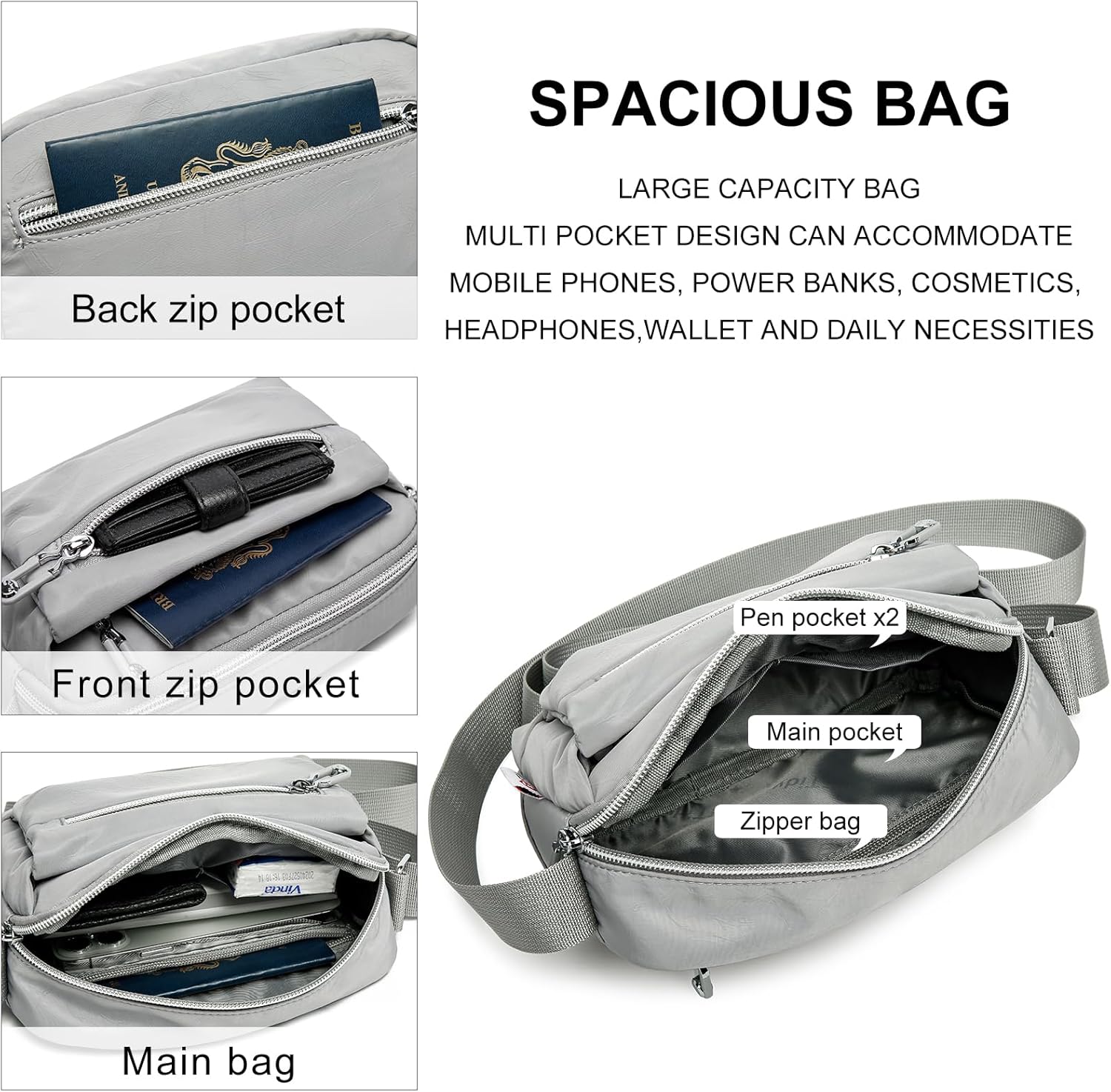 ETidy Nylon Small Womens Crossbody Bag Casual Shoulder Handbag Mini Purse With Adjustable Strap | Nylon, Small, Casual, Mini, Adjustable Strap - Image 5