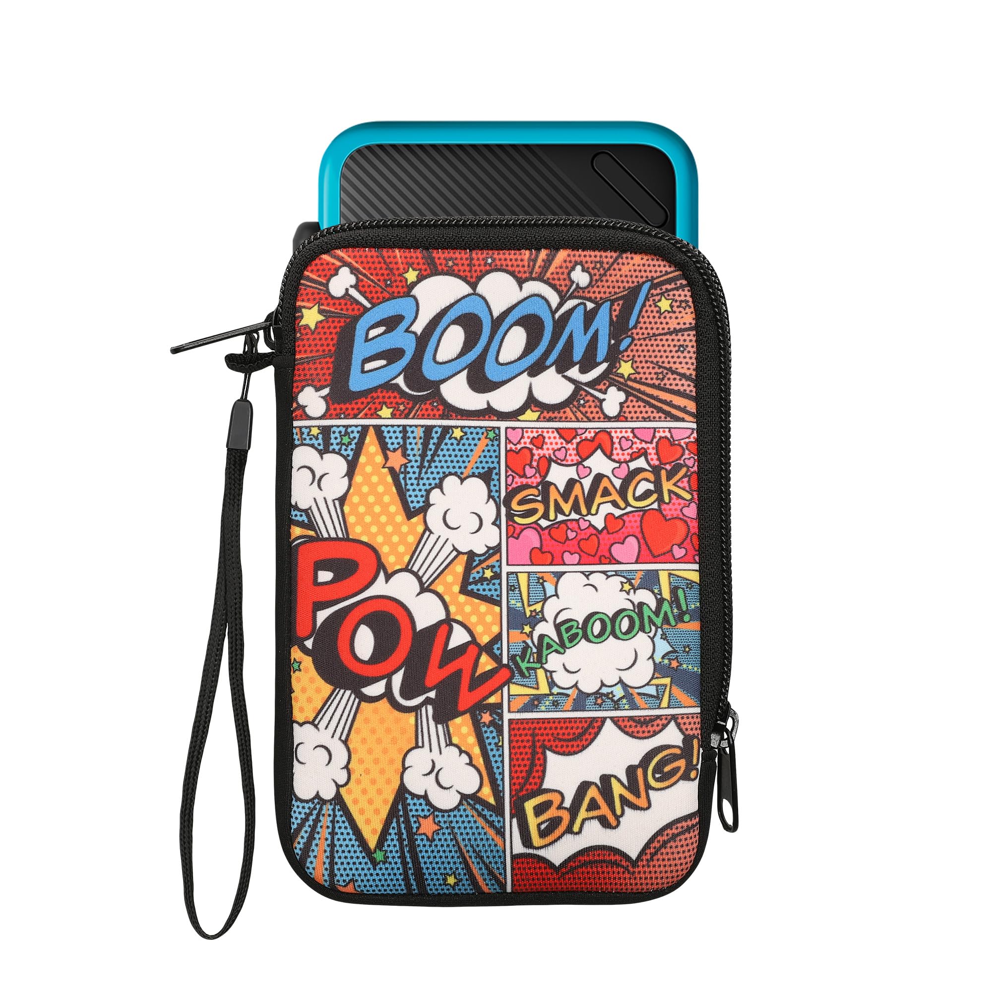 kwmobile Etui kompatybilne z Nintendo 3DS XL - neoprenowe etui - symbole komiksowe wielokolorowe