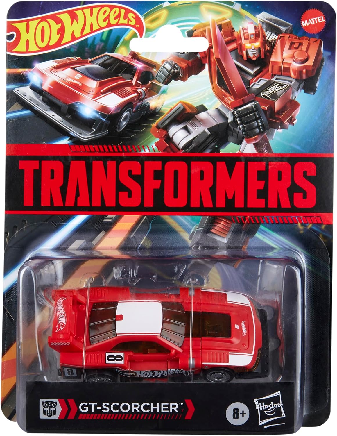 Transformers Collaborative Hot Wheels® x GT-Scorcher, Deluxe Class 5-Inch Robot Action Figure Converts to Racecar, Ages 8+
