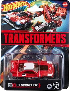 Transformers Collaborative Hot Wheels x GT-Scorcher, Deluxe Class 5-Inch Robot Action Figure Converts to Racecar, Ages 8+