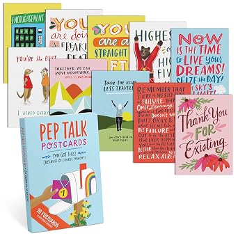 Em & Friends Pep Talk Postcard Book, 20 Postcards 2 Each 10 Styles
