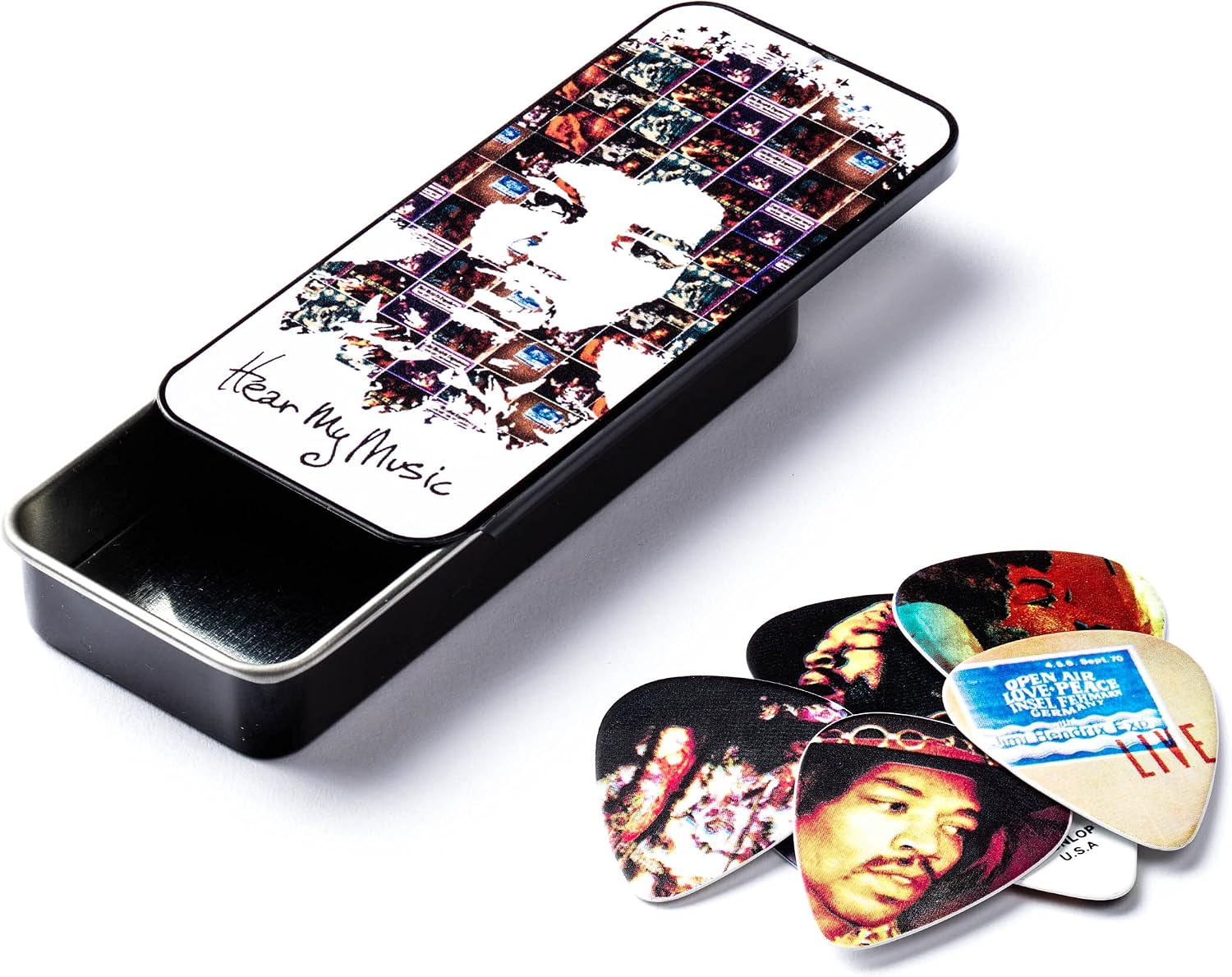 Jim Dunlop Jimi Hendrix Tribute Tour Pick Tin, Assorted, Medium - 12 Picks/Tin image 4