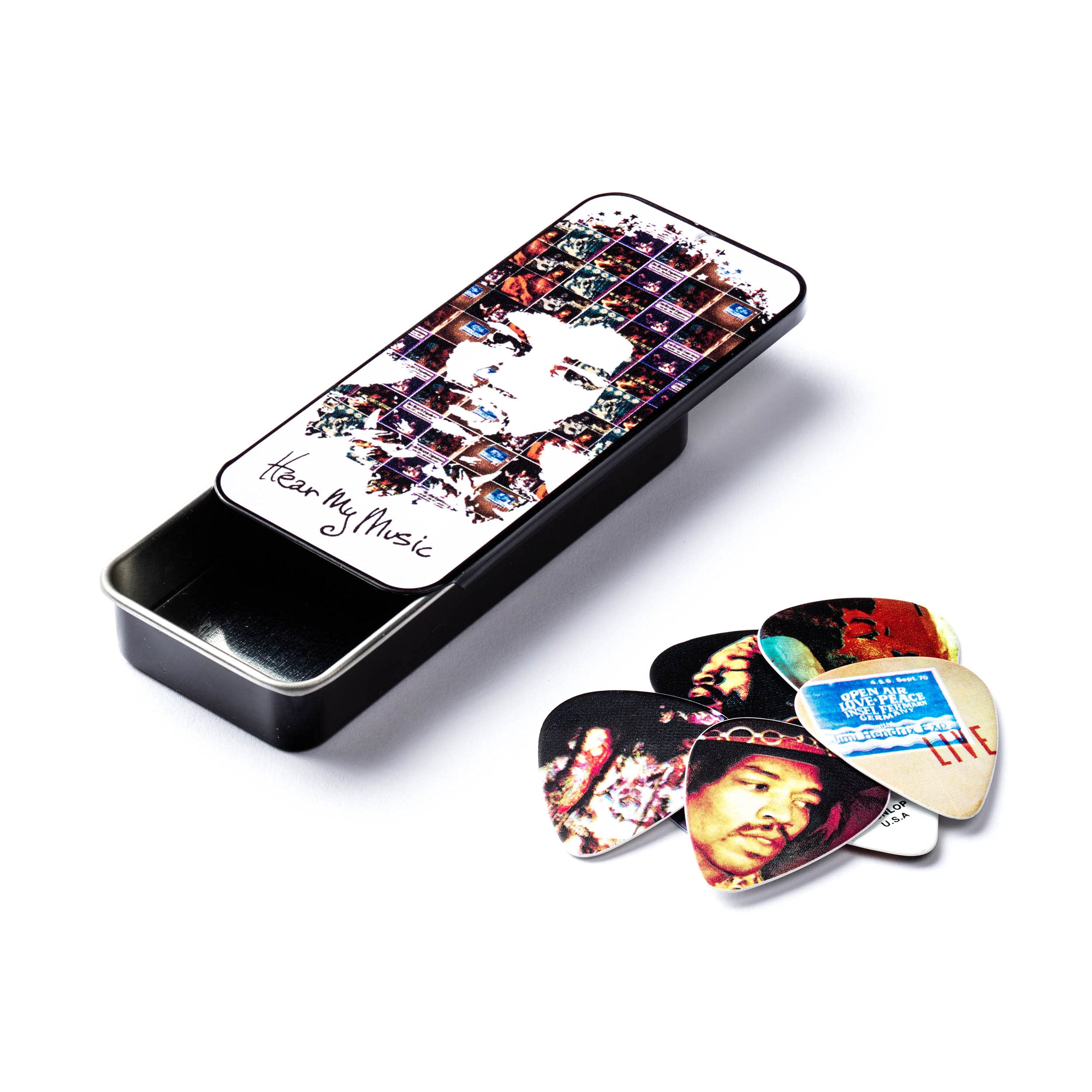 DUNLOP JHPT07M 12 PICKS TIN BOX JIMI HENDRIX MEDIUM