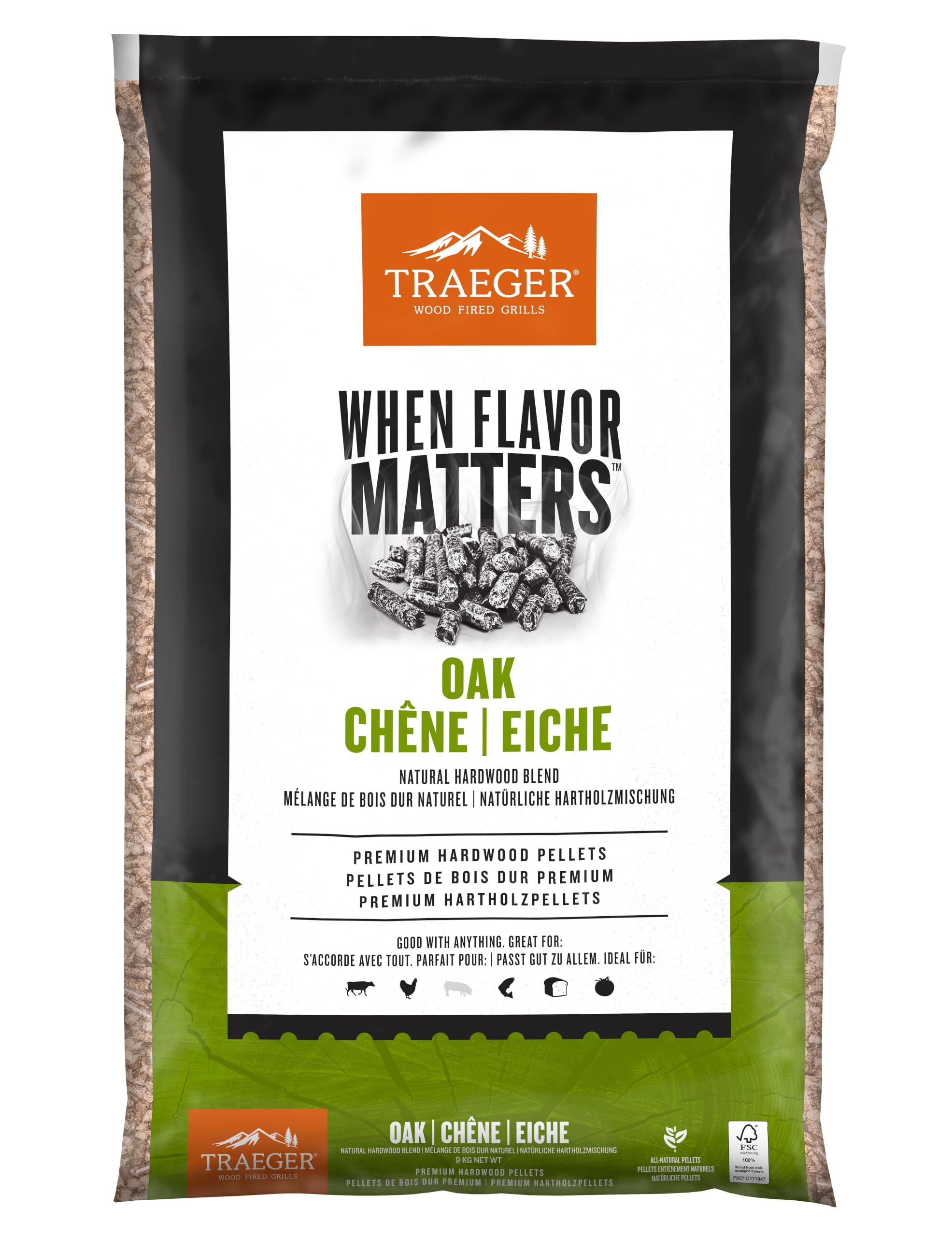 Oak wood pellets for barbecue pellets - 9 kg