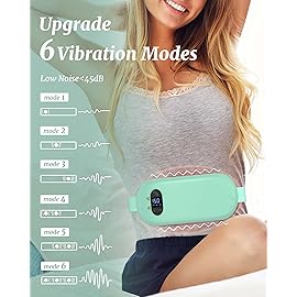 Portable Heating Pad for Cramps, Upgrade Cordless Electric Period Fast Heating Pad for Back Pain Relief Menstrual Belt 6 Heat 6 Massage Modes Gift for Women Girls Her Girlfriend Light Green