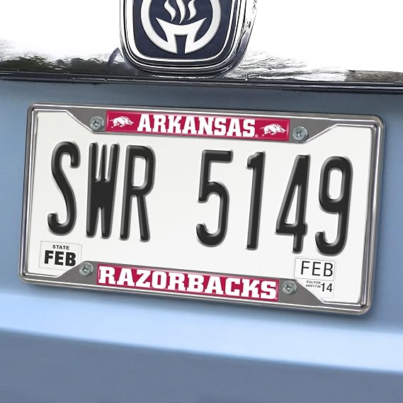FANMATS NCAA University of Arkansas Razorbacks Chrome License Plate Frame , 6.25x12.25