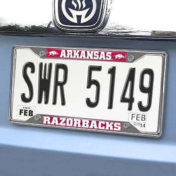 FANMATS NCAA University of Arkansas Razorbacks Chrome License Plate Frame , 6.25x12.25