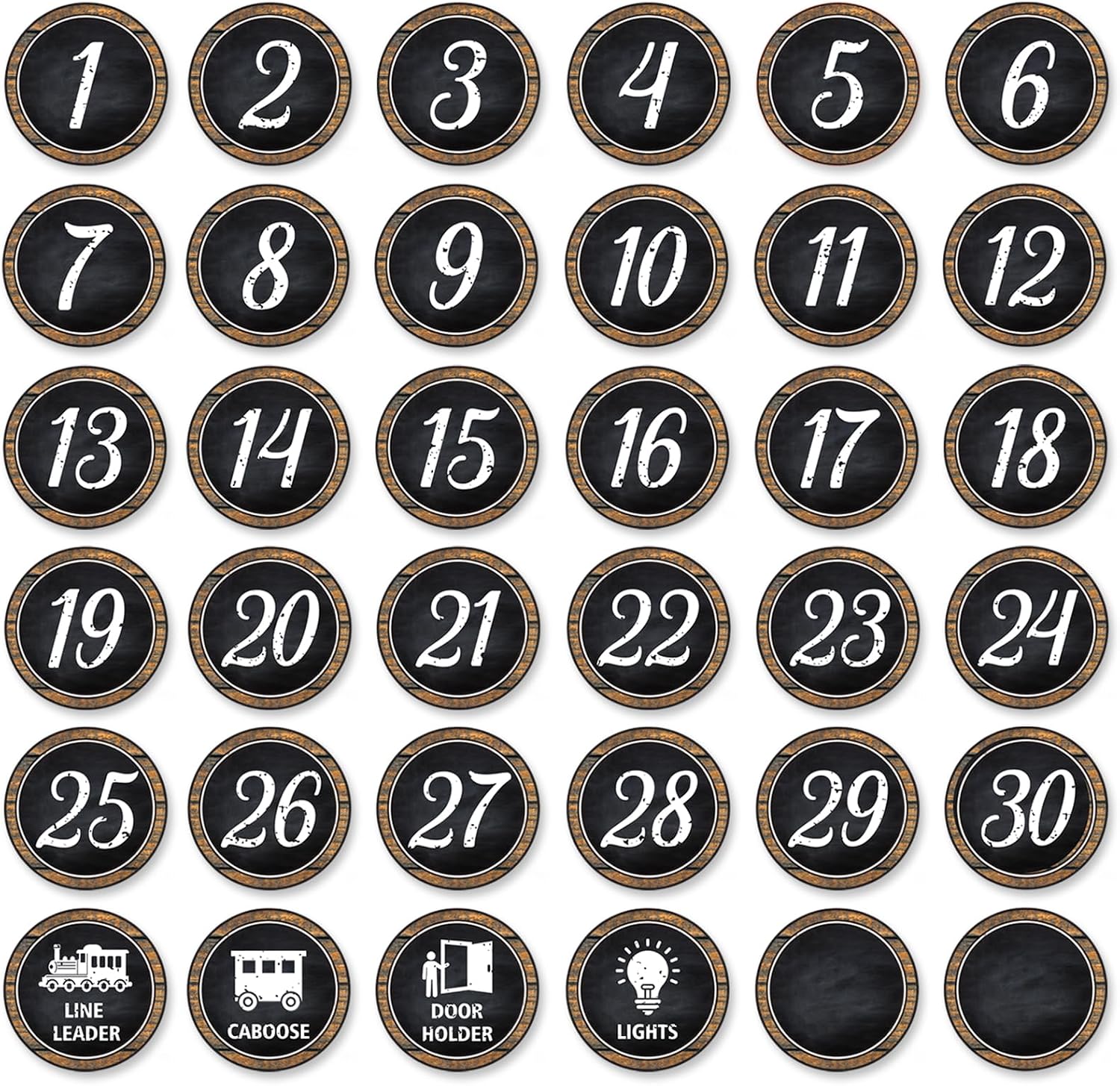 36Pcs Line Up Spots for Classroom Floor Black Number Stickers