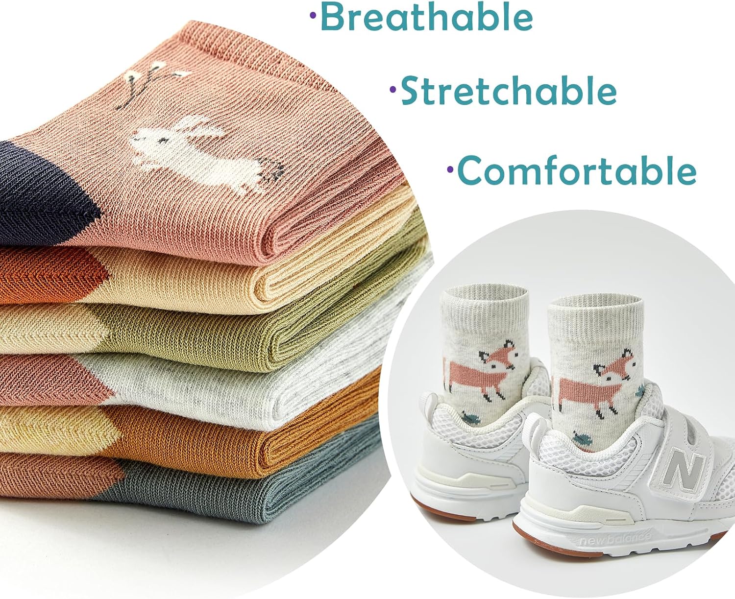 Boys Seamless Toe Socks Kids Cotton Crew Socks Colorful Quarter Socks