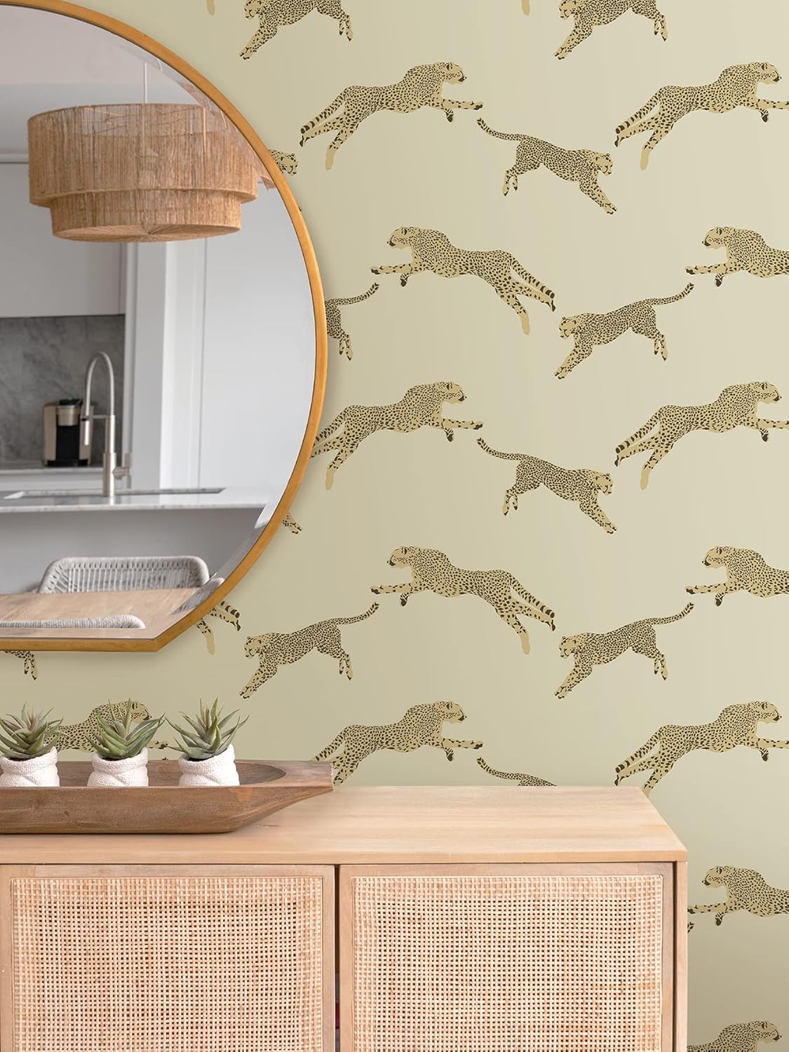 Scalamandre Dune Leaping Cheetah Peel & Stick Wallpaper Neutral