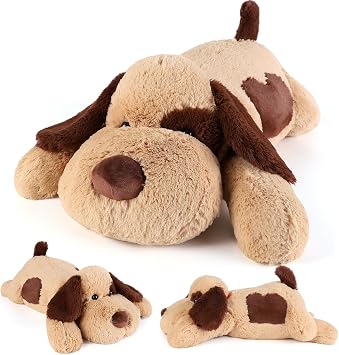 Brown Weighted Stuffed Animal Dog Plush Toy 32In 6.5lbs for Kids & Adults