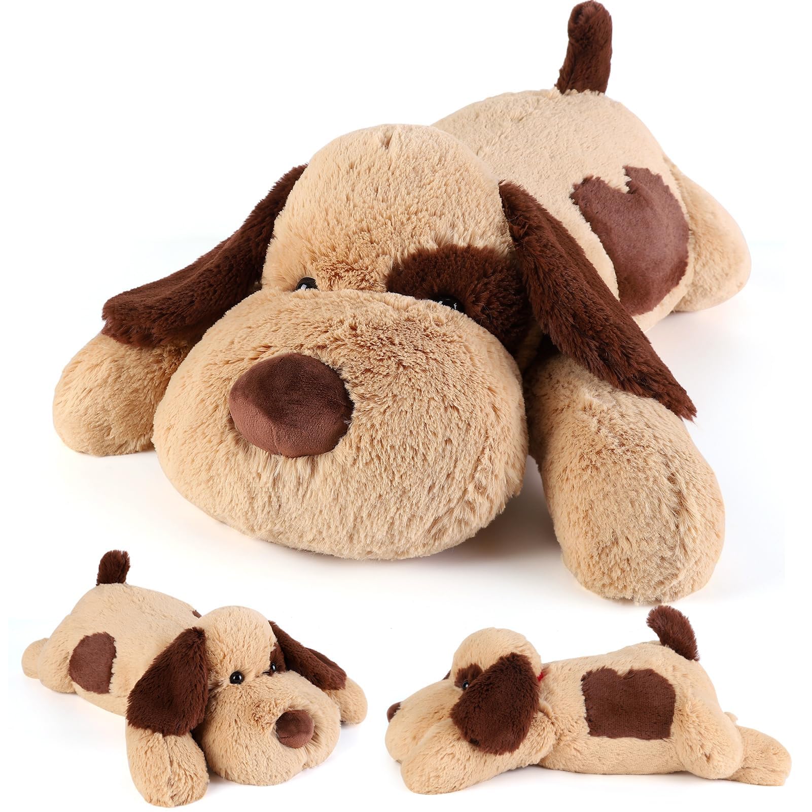 Lsoar Brown Weighted Stuffed Dog Plush Toy 32 Inch 6.5 lbs - Big Weighted Plush Pillow for Anxiety Relief, Sensory Comfort, Gifts for Kids & Adults