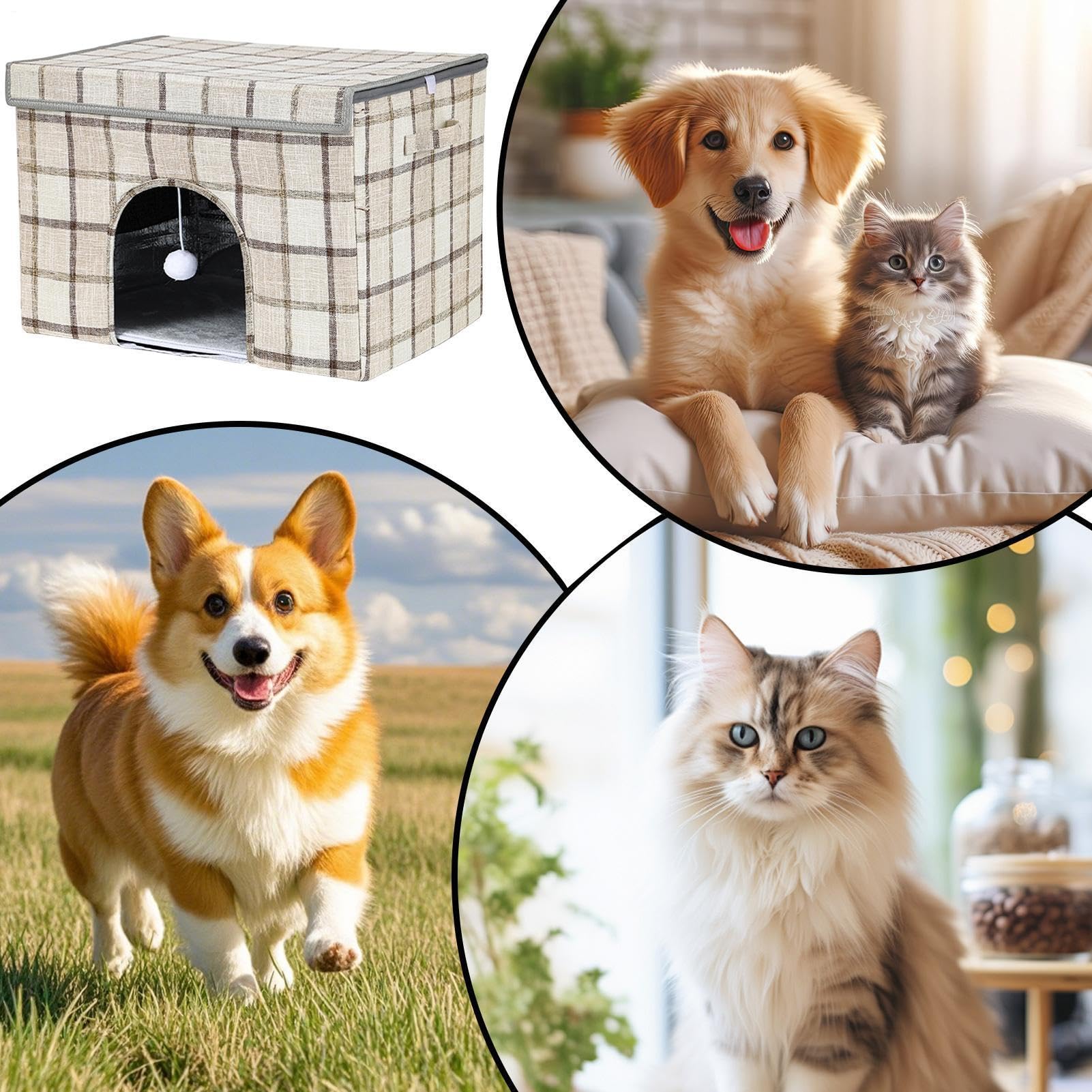 Hunde-Kühlhaus mit Kühlpack Wasserdichte Kühlbox | mit 12 Kühlpacks und faltbarem Katzen-Kühlhaus Für Außen- und Innenbereich, Garten, Balkon, kleine und mittelgroße Rassen