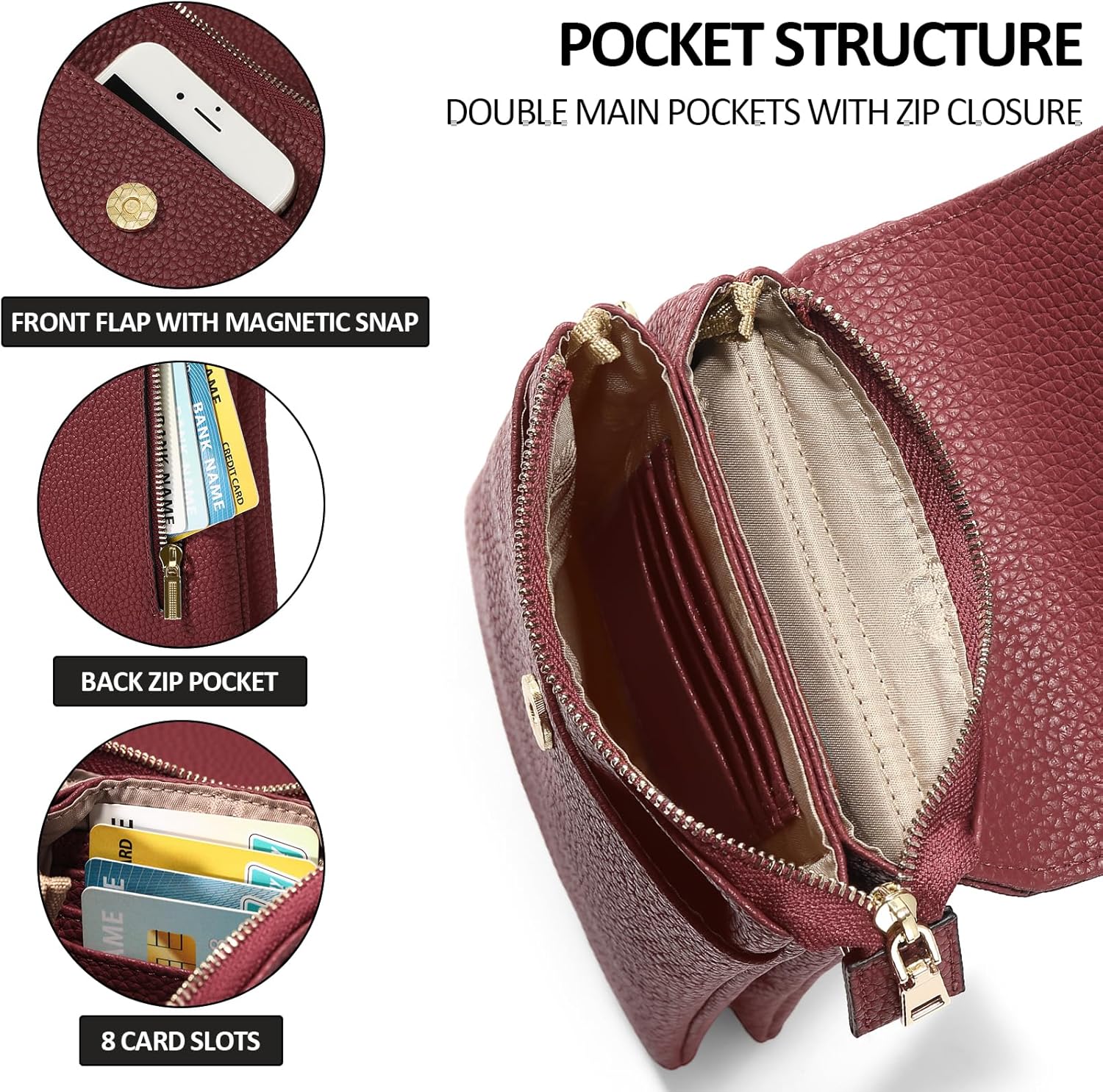 GAEKEAO Small Crossbody Bags for Women Leather Cell Phone Purse Bag Wallet with RFID Blocking Credit Card Slots - Image 4