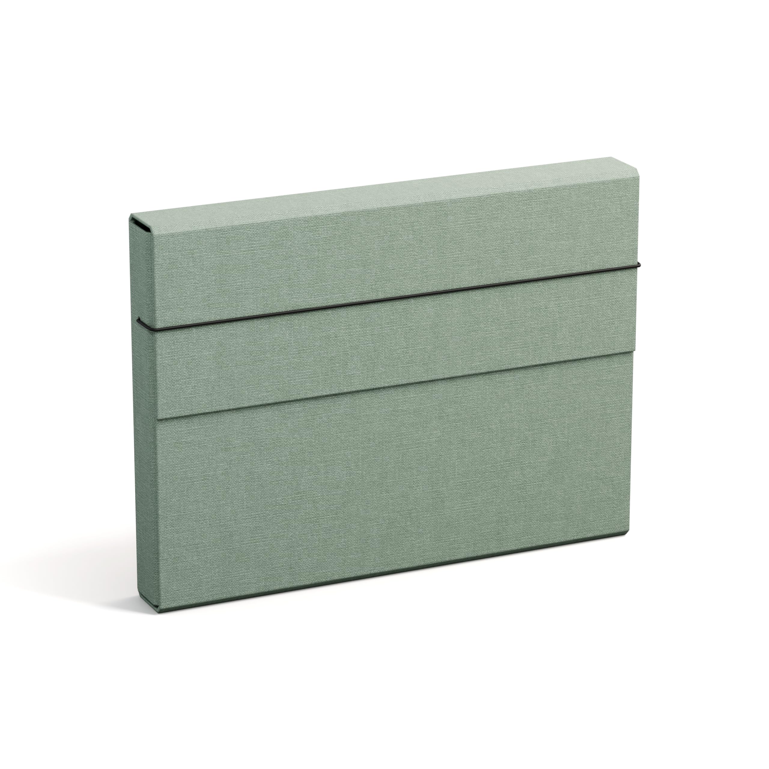 Bigso Box of Sweden OLOF A4 Folder with Elastic Band - Fibreboard and Paper in Linen Look - Extra Spacious Portfolio Folder for Documents, Files, Documents etc. - Mint Green