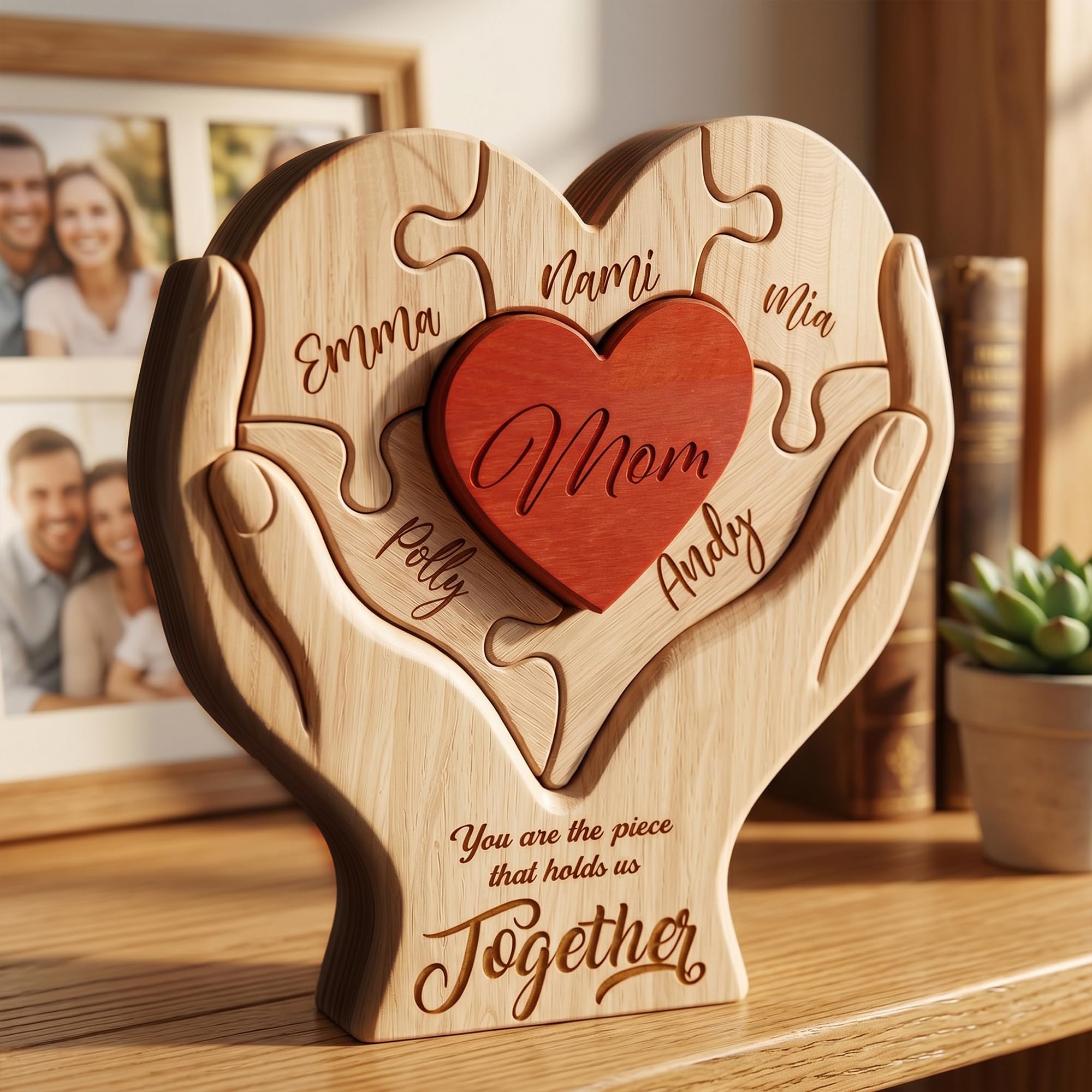 Personalized Mothers Day Wooden Puzzle, Custom Gift For Mom From Kid