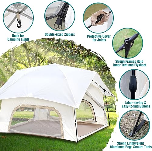 Miniatura 6 de Chihee Tienda de campaña desplegable fácil de instalar para 2 personas, tienda de campaña instantánea al aire libre, tienda de campaña de pie,