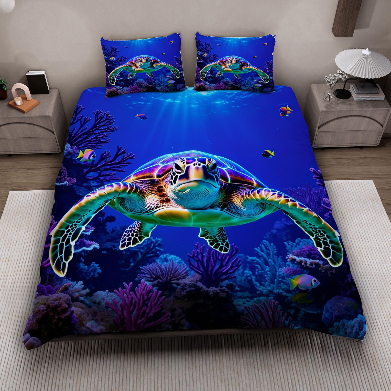 Linge de lit Tortue De Mer en Microfibre Douce Finition Haute Densité 240x260