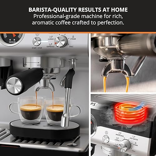 Miniatura 2 de KRUPS Máquina de café expreso de precisión con molinillo, máquina de café con leche y capuchino, presión de bomba + varita de vapor espumador de