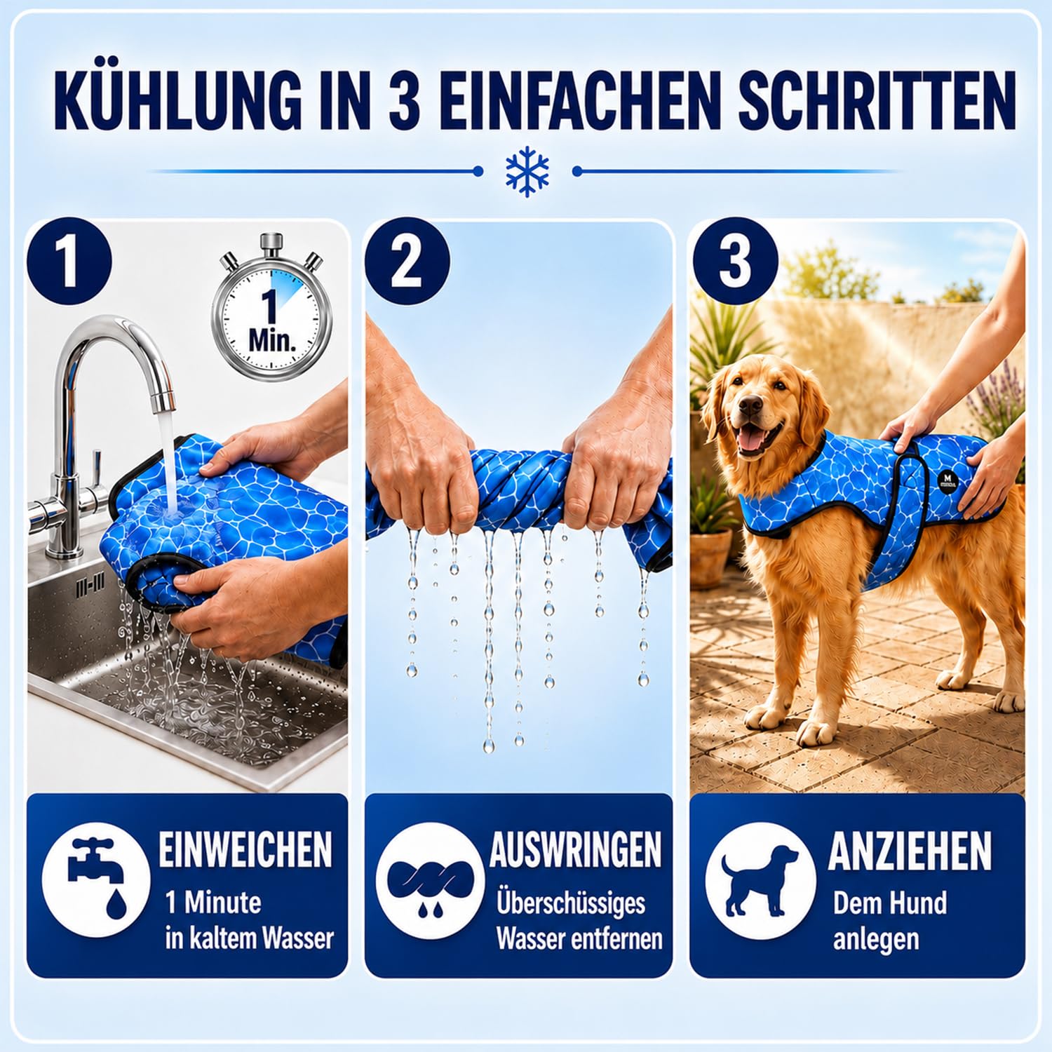 DOGOPAL Kühlweste Hund, Kühljacke für Hunde mit Wasseraktivierung & UV-Sonnenschutz für heiße Tage, Leichte Atmungsaktive Sommer-Hundeweste mit Stehkragen für Gassi & Outdoor (Blau, XL)