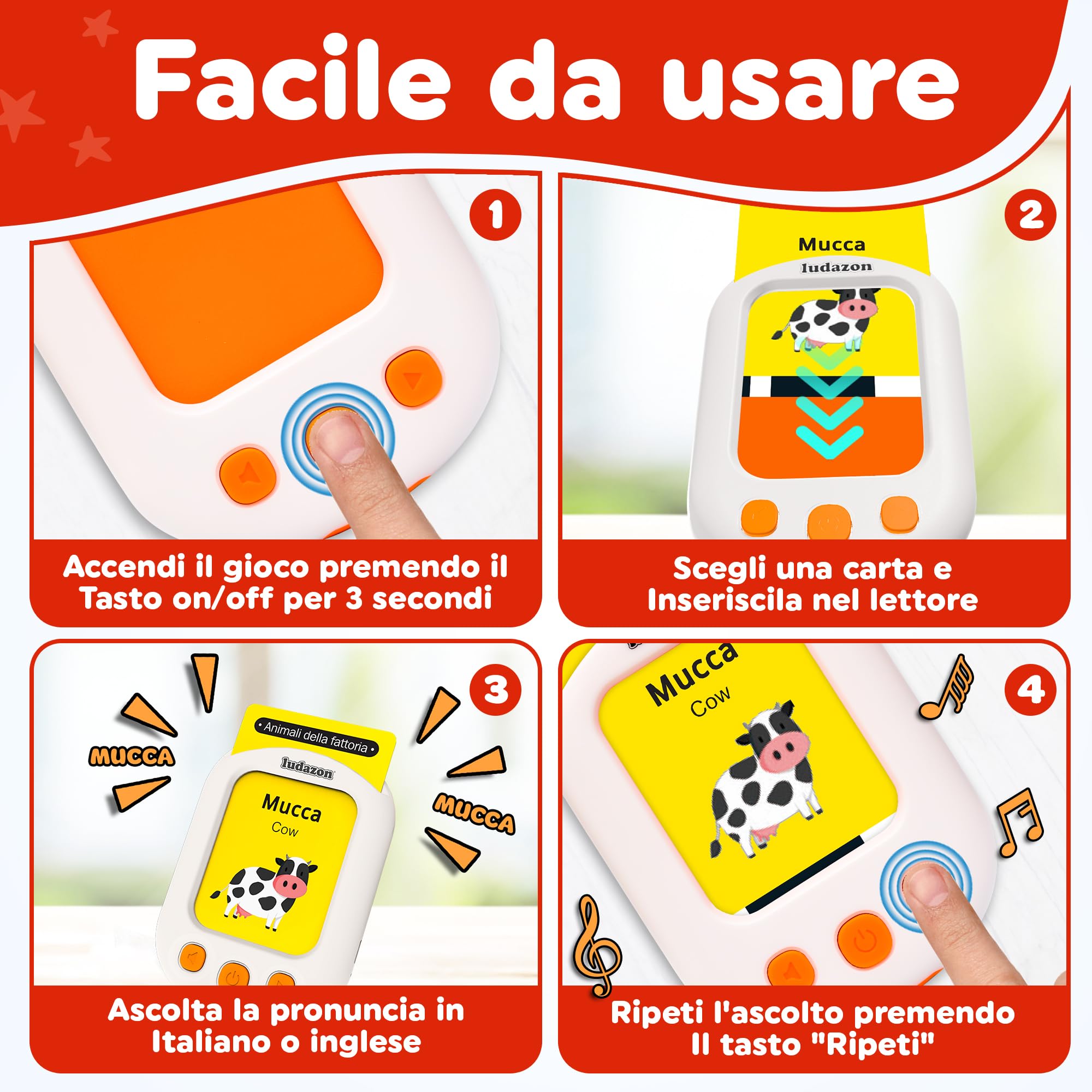 Carte Parlanti Montessori Italiano-Inglese, 224 Vocaboli e 18 Temi Educativi, Il Miglior Giocattolo per Imparare nuove parole in modo Divertente, Idea Regalo 2-6 Anni, Guarda il Video