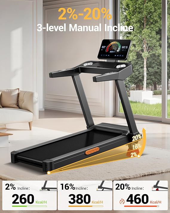 CURSOR Treadmills for Home with 20% Incline, 400 lb Capacity & 8.7MPH Compact Folding Treadmill 3.5HP Brushless, 42.5 *16.1 Running Area & Shock Absorption for Running/Walking | Compact Folding Treadmill 3.5HP Brushless, 42.5 *16.1 Running Area & Shock Absorption for Running/Walking
