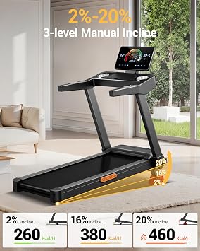 CURSOR Treadmills for Home with 20% Incline, 400 lb Capacity & 8.7MPH Compact Folding Treadmill 3.5HP Brushless, 42.5 *16.1 Running Area & Shock Absorption for Running/Walking | Compact Folding Treadmill 3.5HP Brushless, 42.5 *16.1 Running Area & Shock Absorption for Running/Walking