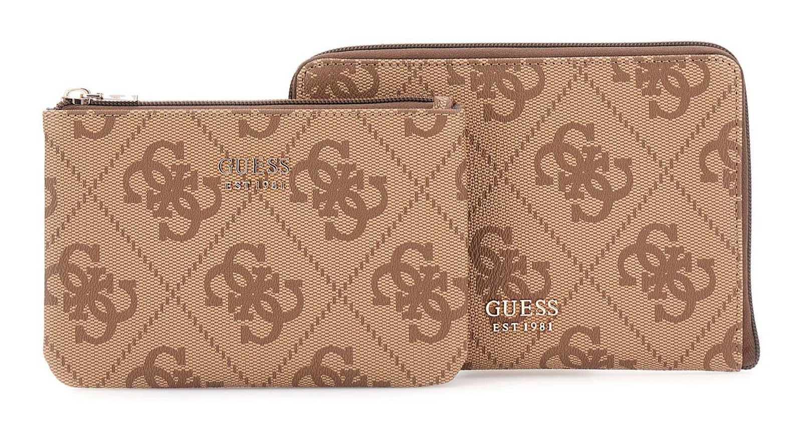 Boîte à bijoux GUESS Latte Logo et organiseur de passeport marron