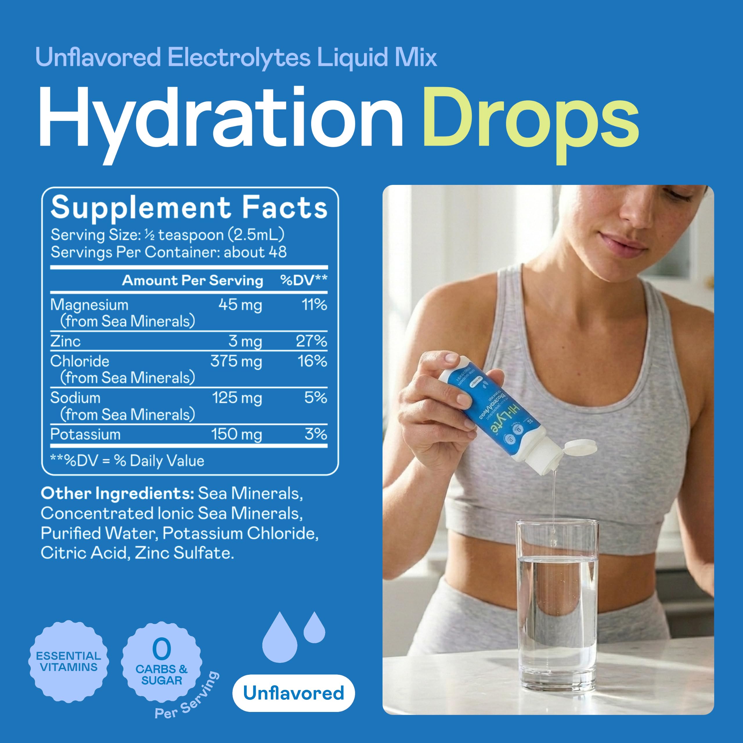 Hi-Lyte Electrolytes for Fasting, Immune Support and Rapid Hydration | 48 Servings | NO Calories NO Sugar | 20%+ More Potassium, Magnesium & Zinc — Amazon image 3