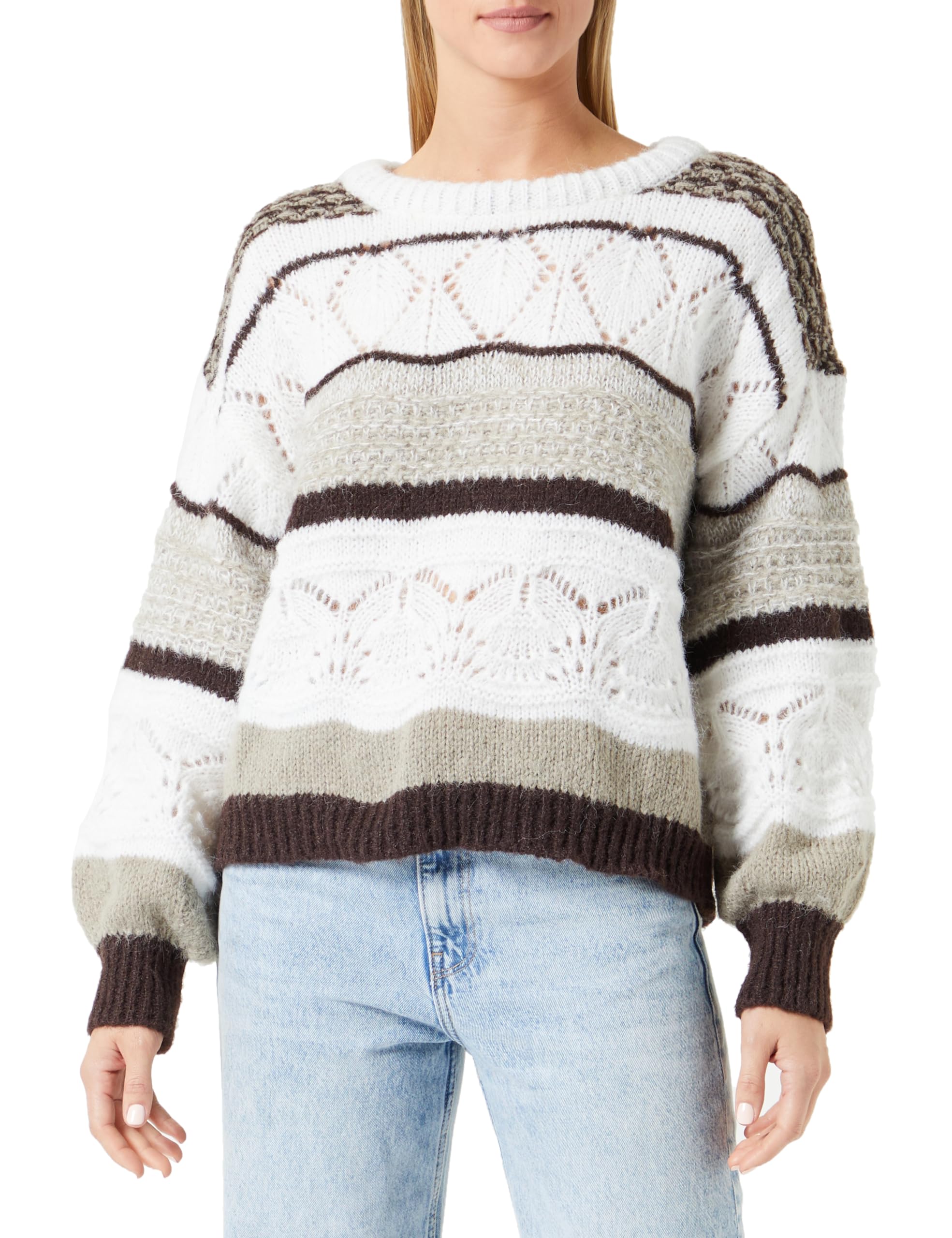 ONLY Women's Onladina Life L/S KNT Noos Pullover Knitted Jumper, Beige, M