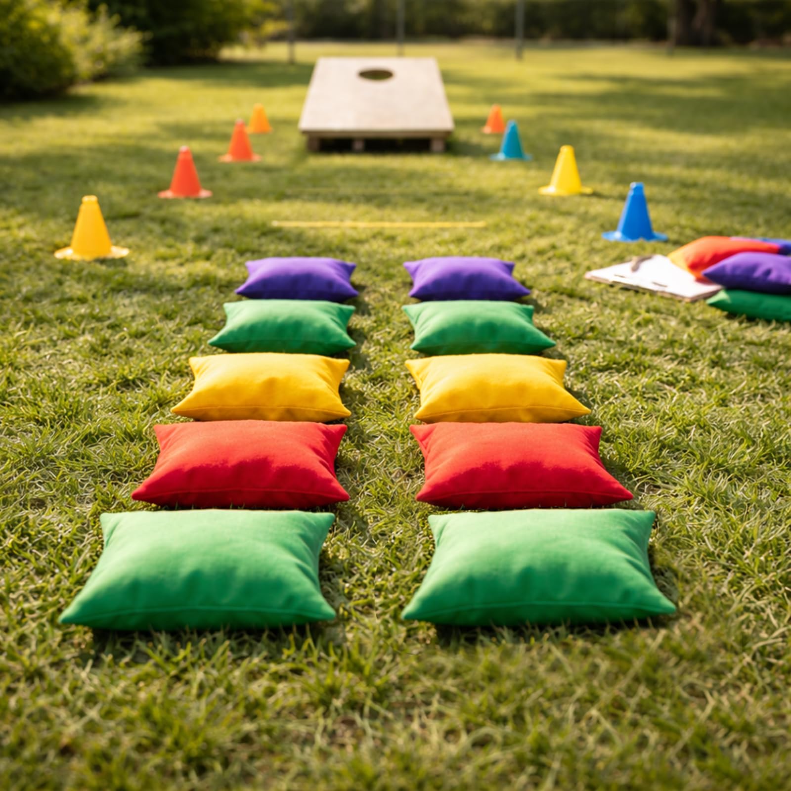 Bellanova 10 Stück Cornhole Säckchen, 10×10 cm Wurfsäckchen 80 g, Leichte Sandsäckchen Doppelt Verstärkt, für Indoor und Outdoor Freizeitspiele