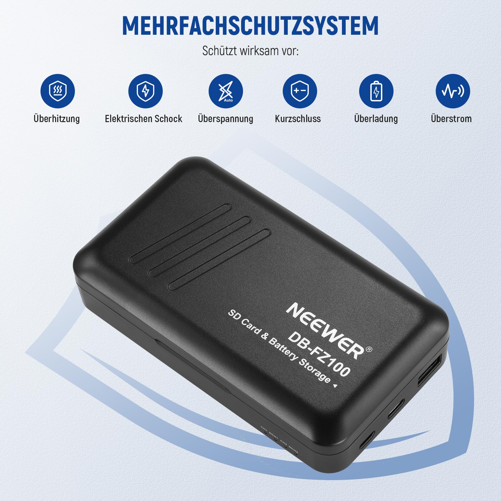NEEWER Ersatzakku und Ladegerät Set für NP-FZ100, 2 Pack 2280mAh Akkus und USB Dual Kanal Ladegerät, kompatibel mit Sony ZV-E10II, A9III, A7CII, ZV-E1, A7III, A7IV, FX3, FX30, A6700, A7RV und A7SIII
