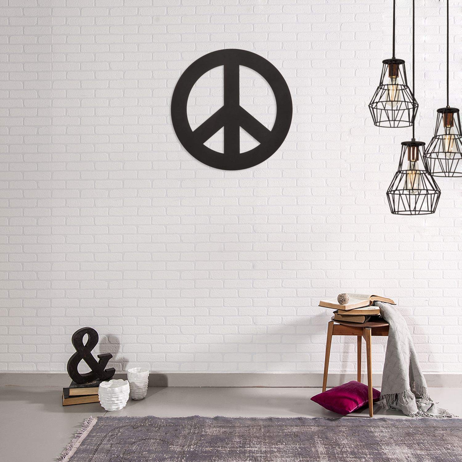 Homemania WALL126 Wall Decoration Peace, Art and Scratches, Black, 50 x 0.2 x 50 cm, Default - Image 4