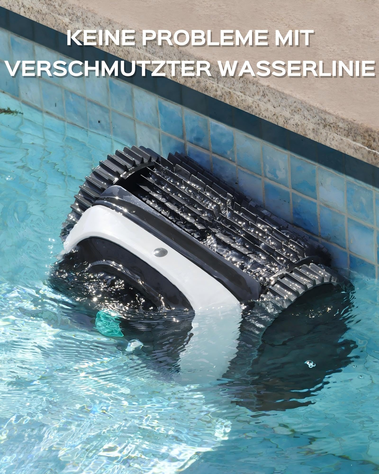 WYBOT C1-Plus Robot Piscine sans Fil Robot Piscine pour Piscines Enterrées & Hors Sol - Nettoyeur 4-en-1 Paroi & Ligne d'eau 160min/160m², Navigation Intelligente, App-Blanc & Vert Clair