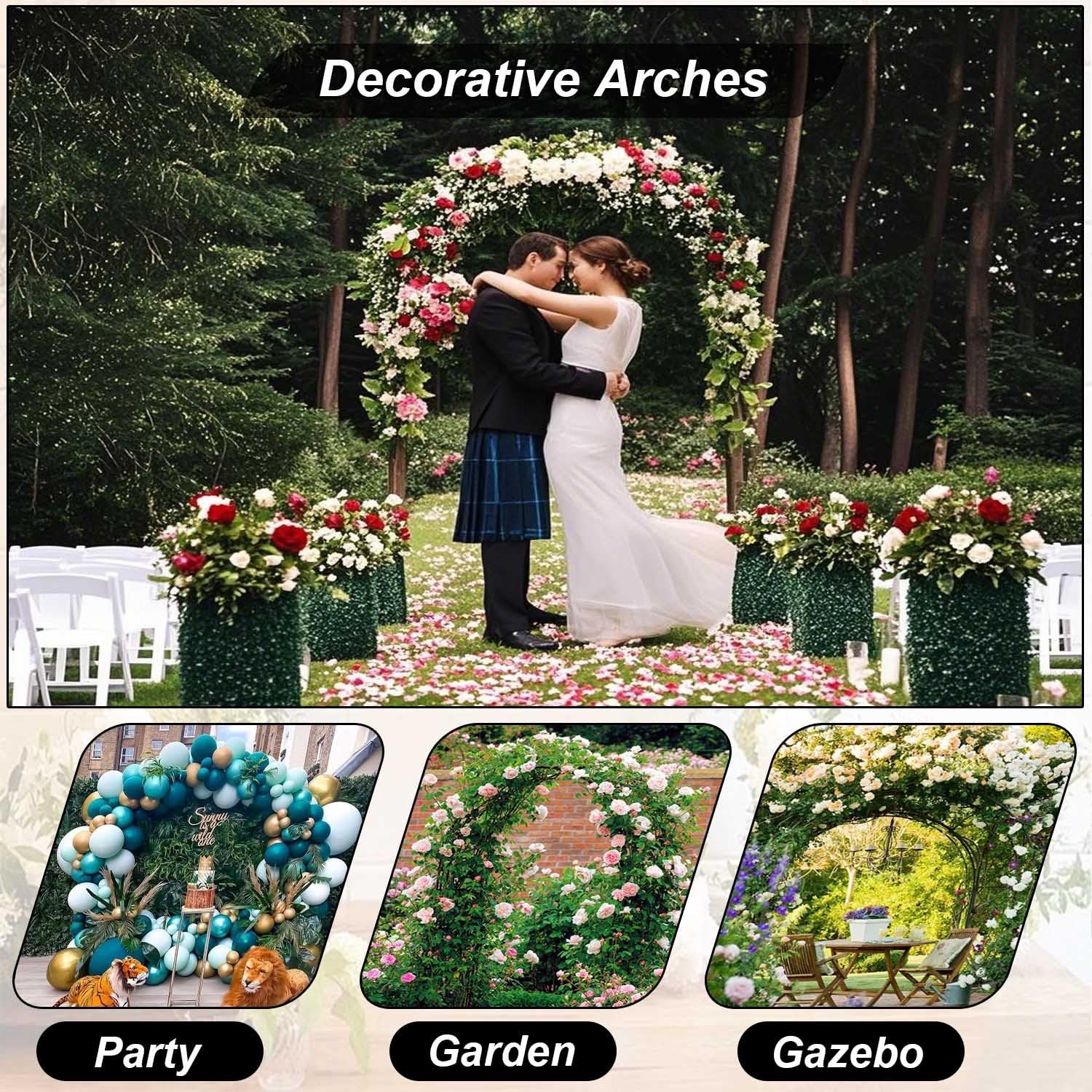 Traliccio ad arco da giardino resistente, per piante rampicanti, supporto resistente per uso esterno, dimensioni da 0,8 m a 3,5 m, perfetto per cortili, prati e decorazioni per matrimoni (nero, 280 x