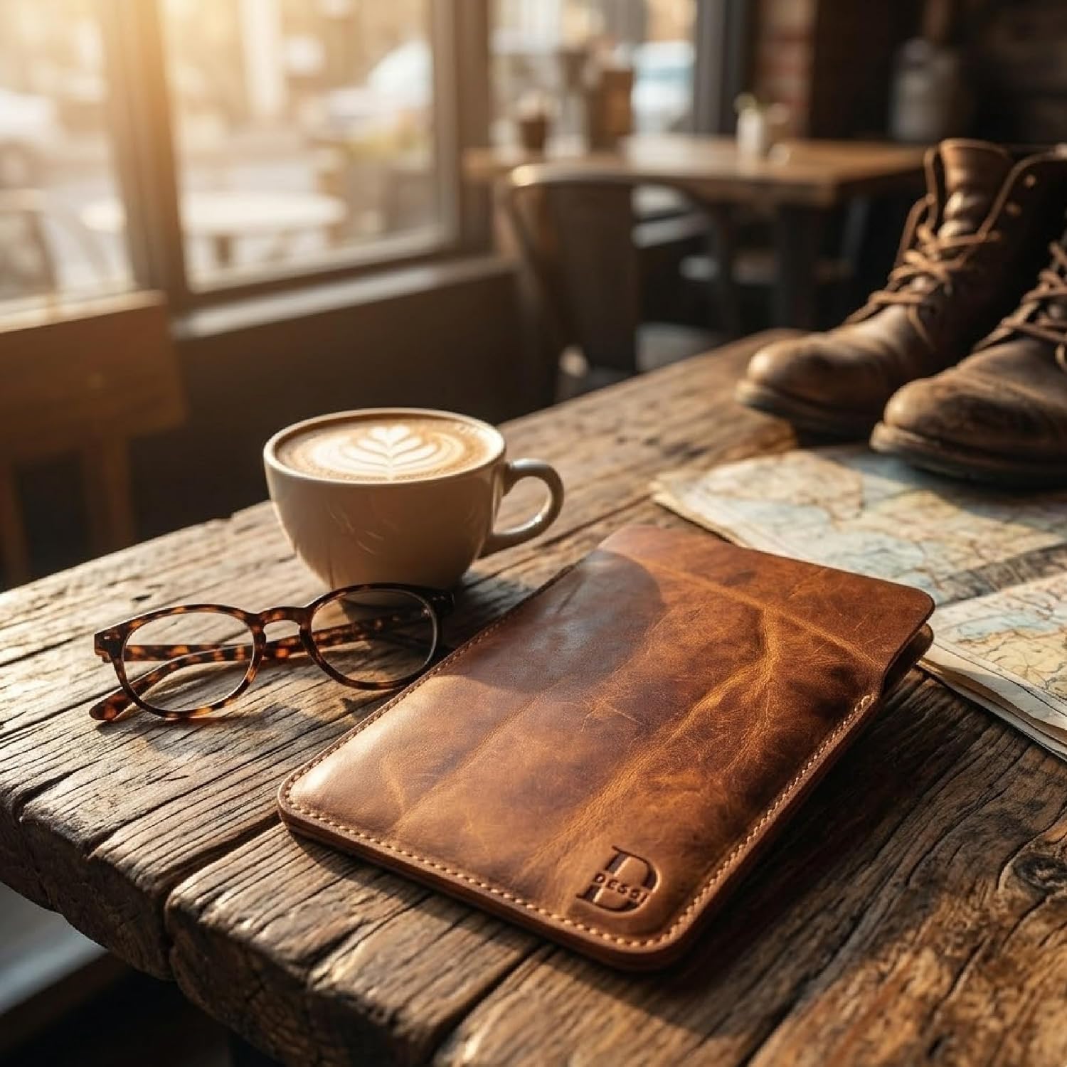 Dessi Handmade Crazy Horse Full Grain Leather 8 Inches Slim Note Sleeve Case Universal Vertical Travel Pouch Cover for Kindle Paperwhite iPad mini Kobo Ereader Moleskine Pocket Journal Field Notes