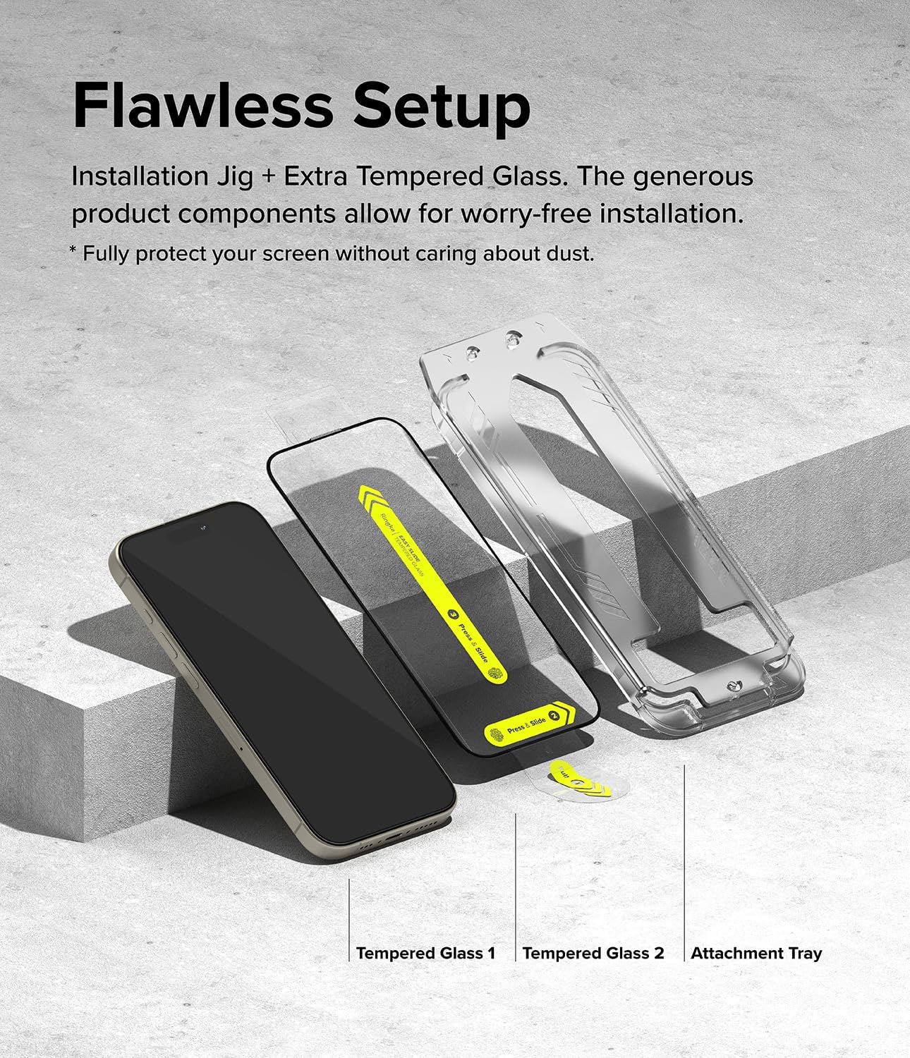 Ringke Easy Slide Tempered Glass [Super Easy to Install] Compatible with iPhone 15 Pro Screen Protector, Case Friendly Shatterproof Premium 9H Hardness - 2 Pack