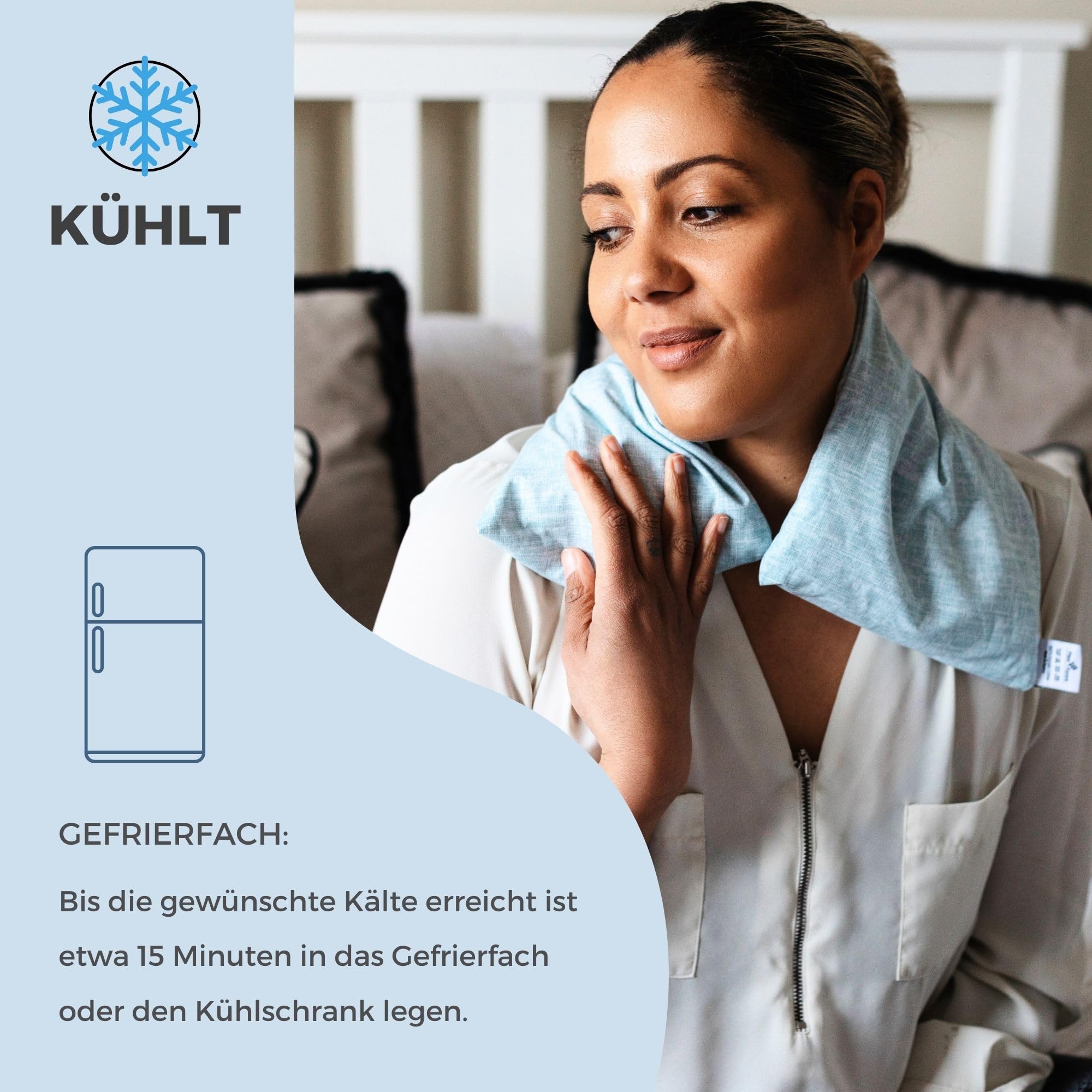 Kirschkernkissen Mikrowelle XXL 60x20cm lang : OEKO TEX, bio schadstofffrei | Körnerkissen GROß (Bauch, Rücken, Schulter, Nacken) - Traubenkernkissen Wärmekissen Geschenk (Blau)