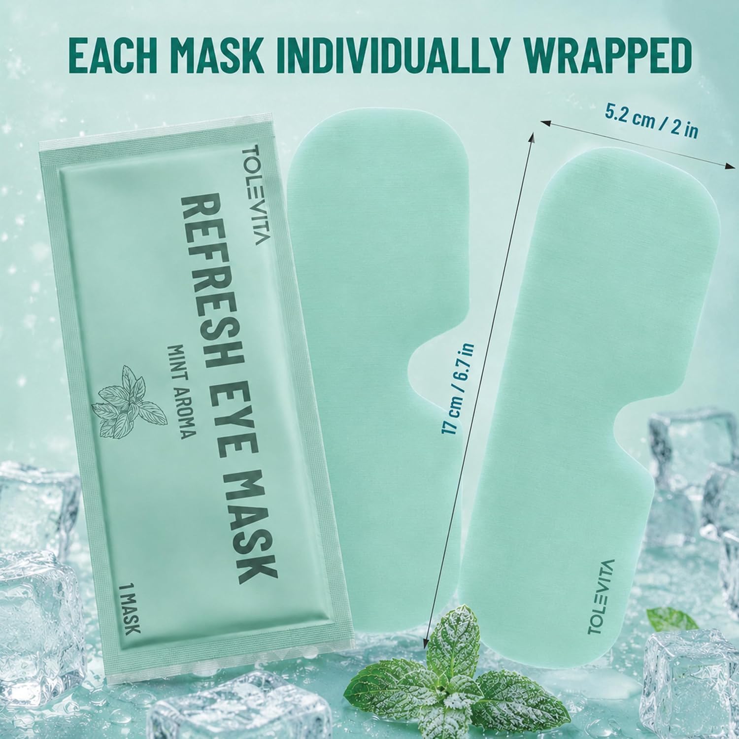 TOLEVITA Refresh Hydrogel Eye Mask with Mint Aroma – 20 Cooling Eye Masks for Tired & Puffy Eyes, Soothing Eye Care for Home, Travel & Relaxation
