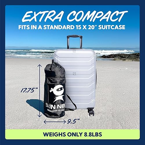 Miniatura 8 de SUN NINJA Beach Tent Sun Shelter UPF50+ - Easy Pop Up Beach Canopy - Outdoor Shade for Camping Trips, Fishing, Backyard Fun Picnics - Sand Shovel,