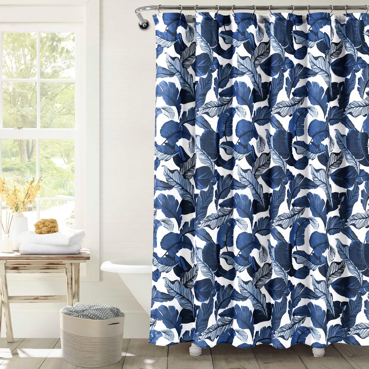 Lush Decor Navy & Blue Tropical Paradise Shower Curtain, 72" X 72",